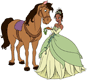 Tiana feeding horse a carrot