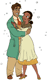 Tiana and Naveen standing in falling snow