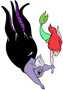Ursula pulling Ariel deeper underwater