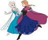 Anna, Elsa running together
