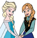 Anna, Elsa holding hands