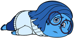 Sadness lying on her stomach, depressed