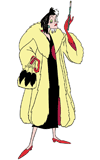 Cruella posing with her cigarette