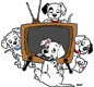 Puppies in front of television