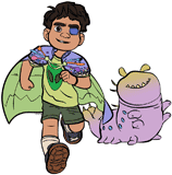 Elio running alongside Glordon