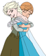 Anna, Elsa hugging