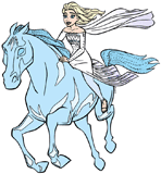 Elsa riding the Nokk