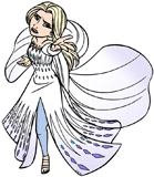 Elsa looking up in her white dress