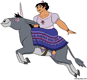 Luisa Madrigal riding a donkey unicorn