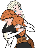 Anna and Elsa hugging