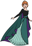 Anna in her green dress as Queen