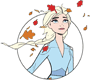 Elsa surrounded with falling leaves