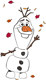 Olaf surrounded with falling leaves