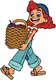 Giulia carrying a basket of fruit