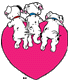 Puppies on giant heart back view