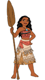 Moana standing with her oar