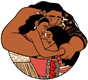 Moana hugging her parents