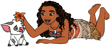 Moana adorning Pua with a flower