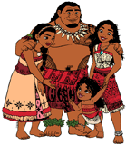 Moana with her sister Simea and her parents
