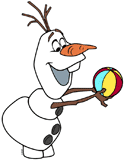 Olaf holding a beach ball