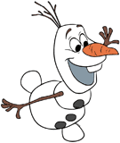 Olaf running with his arms out to his sides