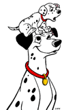Pongo with Freckles barking on his head