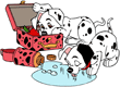 Puppies eating from lunchbox