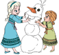 Young Anna, Elsa building snowman