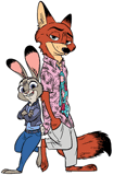 Nick Wilde and Judy Hopps back to back