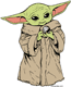 Baby Yoda, the Child, holding a detached control knob