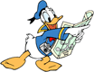 Donald Duck consulting a map