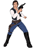 Han Solo with his heaby blaster pistol