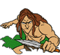 Tarzan holding a knife