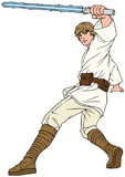 Luke Skywalker fighting with his lightsaber