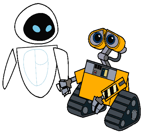 all-original. transparent images of WALL-E, PR-T, M-O and EVE. 