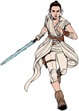 Rey running with her lightsaber
