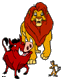 Adult Simba, Timon, Pumbaa