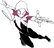 Spider-Woman web-swinging