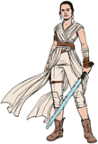 Rey with her lightsaber