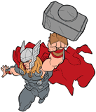 Thor flying with his hammer