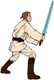 Young Obi Wan Kenobi with his lightsaber