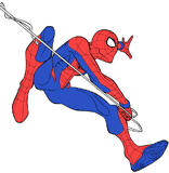 Spider-Man swinging from his web