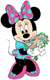 Minnie with a bouquet of flowers