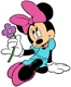 Minnie admiring a flower