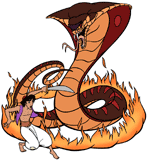 Aladdin fighting giant cobra Jafar