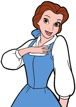 Belle with her hand on her chest