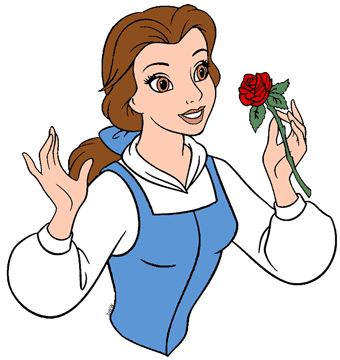 Belle holding a rose