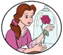 Belle studying the enchanted rose