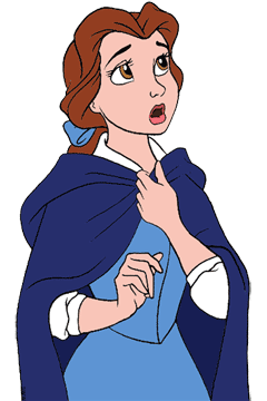 Shocked Belle wearing her cape