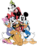 Classic Mickey, Minnie, Donald, Daisy, Goofy and Pluto